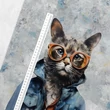 Futter, szabadidő anyag panel 40x50 cm, Hipster csapat - Macska