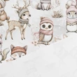 Prémium mintás pamutvászon, Cuki állatok a hófödte mezőn