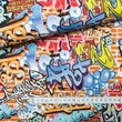 Prémium mintás pamutvászon, Graffiti