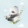 Kép 1/2 - Futter, szabadidő anyag panel 40x50 cm, édes pandák