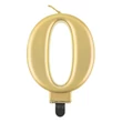 Arany 0-ás Metallic számgyertya, tortagyertya