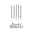 Ezüst B&C Silver Happy Birthday gyertya szett 16 db-os
