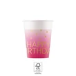 Happy Birthday Golden Pink papír pohár 8 db-os 200 ml FSC
