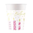 Happy Birthday Candles papír pohár 8 db-os 200 ml FSC