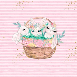 Futter, szabadidő anyag panel 40x50 cm, nyuszik kosárban
