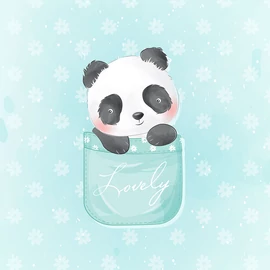 Futter, szabadidő anyag panel 40x50 cm, Panda zsebben