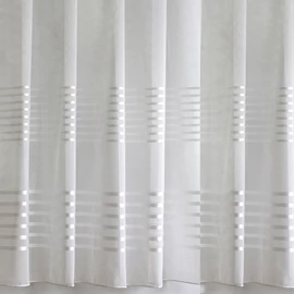 Fényáteresztő függöny anyag, fehér, fehér csíkokkal, 290 cm magas