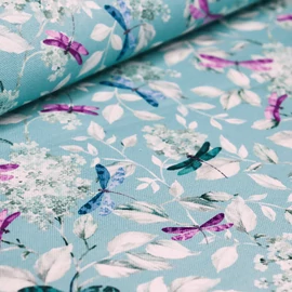 dekor textil, szitakötő türkiz
