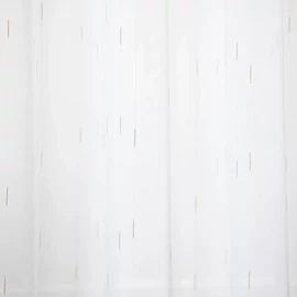 Fényáteresztő függöny anyag, ecrü színben, arany csíkozással 295 cm magas