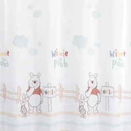 Fényáteresztő függöny anyag fehér, micimackó mintázattal