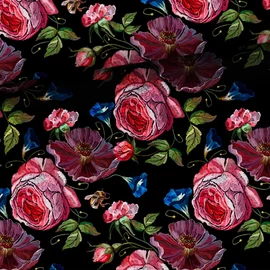 Prémium mintás pamutvászon, Méhek és rózsák  1,58 x 0,50 m