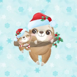 Prémium Futter, szabadidő anyag panel 40x50 cm, Karácsonyi lajhárok