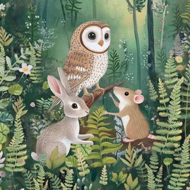 Futter, szabadidő anyag panel 40x50 cm, A suttogó erdő állatai