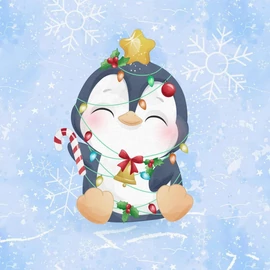 Prémium Futter, szabadidő anyag panel 40x50 cm, Boldog pingvin karácsonyaek karácsonya