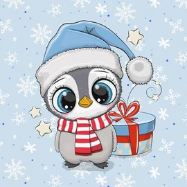 Prémium Futter, szabadidő anyag panel 40x50 cm, Cuki pingvin