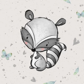 Prémium Futter, szabadidő anyag panel 40x50 cm, Erdei kalandok, mosómedve