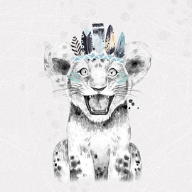 Futter, szabadidő anyag panel 40x50 cm, monokróm kölyökoroszlán