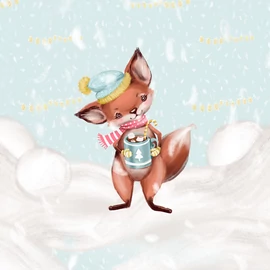 Futter, szabadidő anyag panel 40x50 cm, róka bögrével