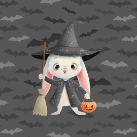 Futter, szabadidő anyag panel 40x50 cm, Halloween móka, Nyuszi