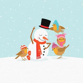 Prémium Futter, szabadidő anyag panel 40x50 cm, Hóember és verebek