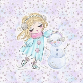 Prémium Futter, szabadidő anyag panel 40x50 cm, Kislány és a hóember