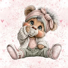 Prémium Futter, szabadidő anyag panel 40x50 cm, Mackó cumival