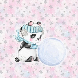 Prémium Futter, szabadidő anyag panel 40x50 cm, Panda és a hógolyó