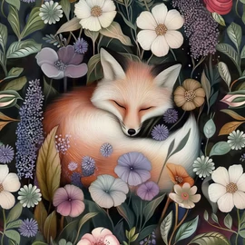 Prémium Futter, szabadidő anyag panel 40x50 cm, Róka a titokzatos tisztáson