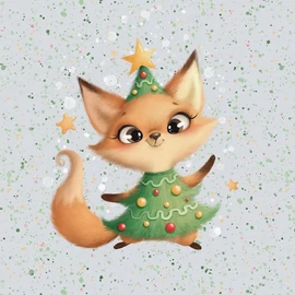 Prémium Futter, szabadidő anyag panel 40x50 cm, Róka karácsonyfa jelmezben 