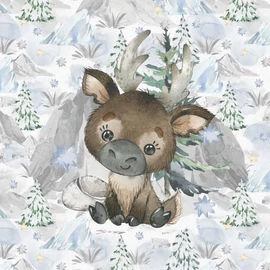 Prémium Futter, szabadidő anyag panel 40x50 cm, Tél a hegyen, rénszarvas