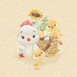 PPrémium Futter, szabadidő anyag panel 40x50 cm, Vidéki nyár, csibék