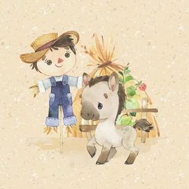 Prémium Futter, szabadidő anyag panel 40x50 cm, Vidéki nyár, lovacska