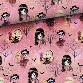 Prémium mintás futter, Halloween tündérek, pink