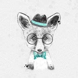 Futter, szabadidő anyag panel 40x50 cm, monokróm kölyökróka