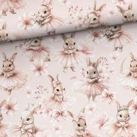 Prémium pamut jersey, Balerina nyuszik