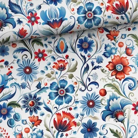 Prémium pamut jersey, Skandináv virágok