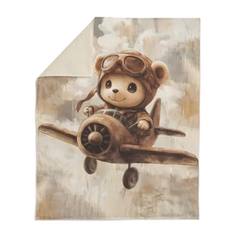 Prémium pamutvászon panel 75x100 cm, Pilóta maci