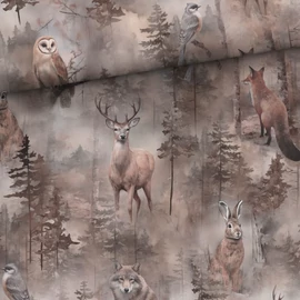 Prémium mintás pamutvászon, Hajnali erdő