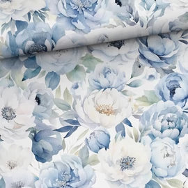 Prémium pamut jersey, Kék virágok