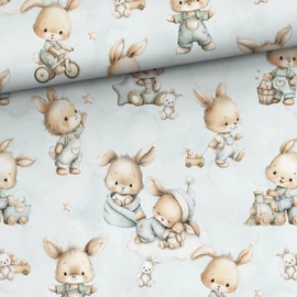 Prémium mintás pamutvászon, Nyuszi ovi