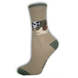 Gyerek bokazokni - pamut bokazokni - 23-26 - khaki focilabdás 