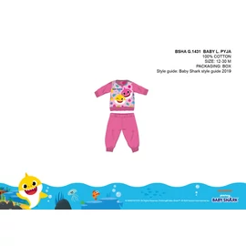 Baby Shark baba pizsama - jersey pamut pizsama - sötétrózsaszín - 98
