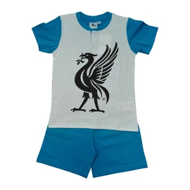 Rövid ujjú pamut gyerek pizsama - középkék - 110