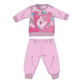 Flamingó téli pamut baba pizsama - interlock pizsama - világosrózsaszín - 80