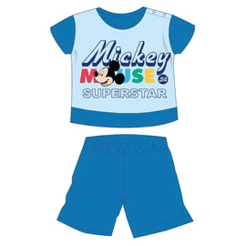 Disney Mickey egér nyári rövid ujjú baba pizsama - pamut jersey pizsama - Mickey Superstar felirattal - középkék - 86