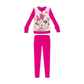 Disney Minnie egér téli pamut gyerek pizsama - interlock pizsama - virág mintával - pink - 110