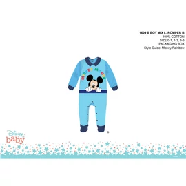 Disney Mickey egér baba rugdalózó - galléros - világoskék-sötétkék - 0-1 hónapos babának