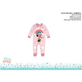 Disney Minnie egér baba rugdalózó - galléros - Minnie Mouse felirattal - világosrózsaszín-rózsaszín - 0-1 hónapos babának