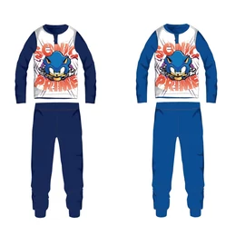 Sonic jersey pamut pizsama - középkék - 116