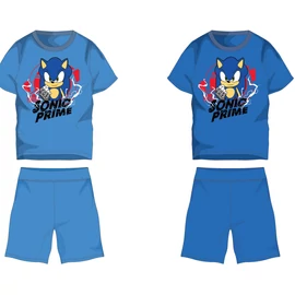 Sonic pamut nyári együttes - póló-rövidnadrág szett - középkék - 98
